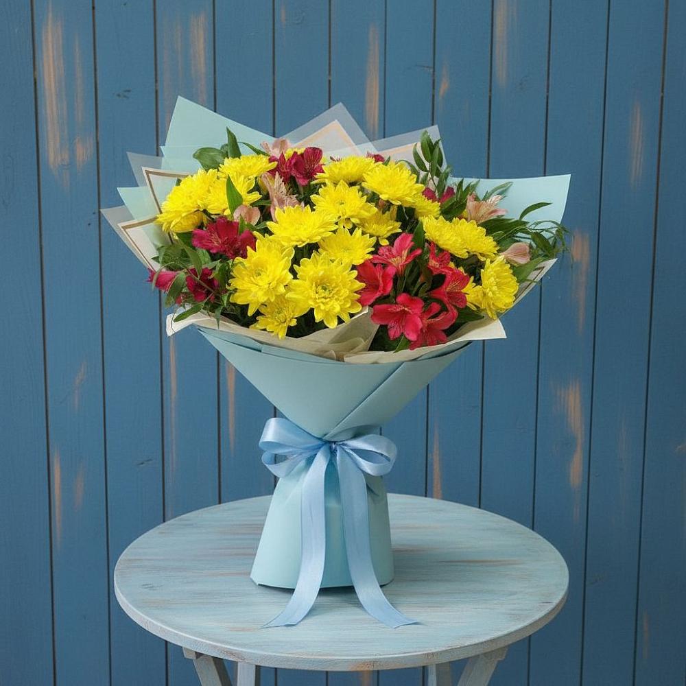 Букет цветов из: Альстромерии и Хризантемы в Вешкайме