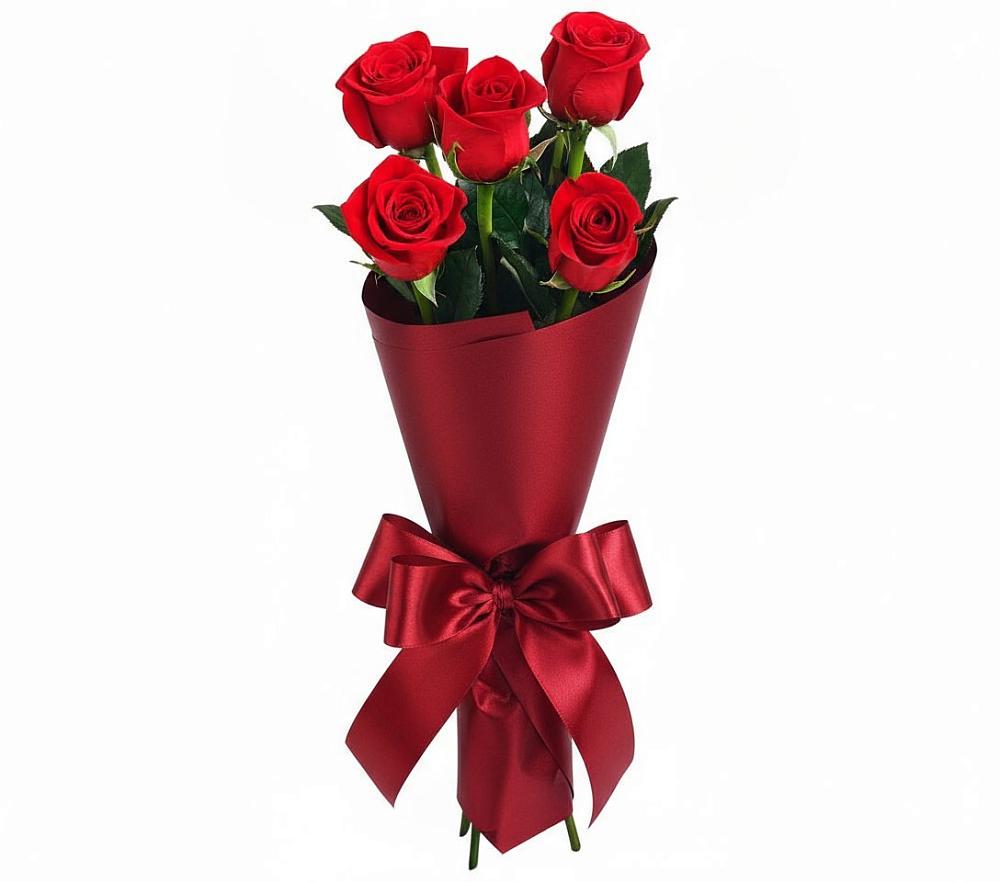 Букет 5 Красных роз Эдлесс Лав в Вешкайме