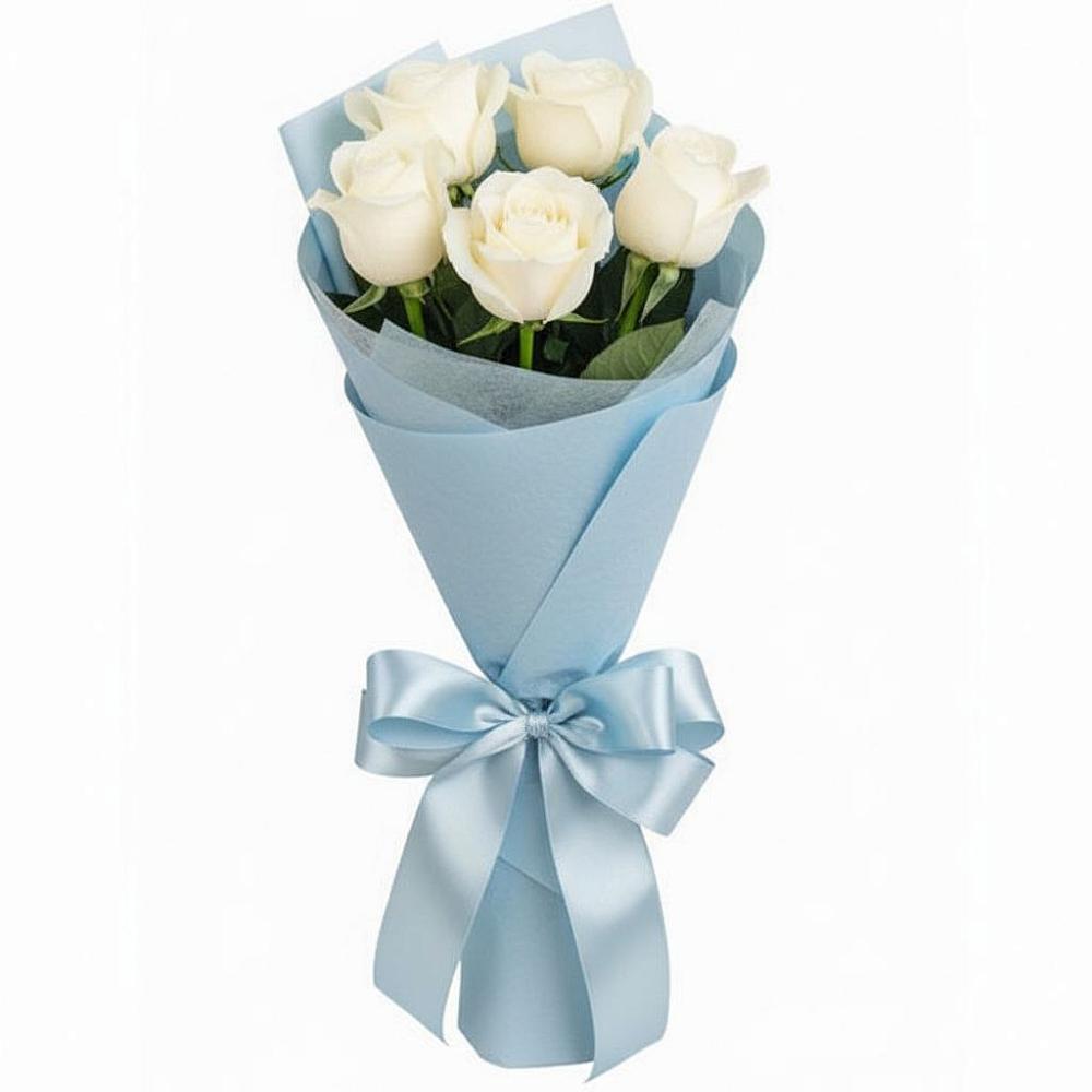 Букет 5 Белых роз Проуд в Вешкайме