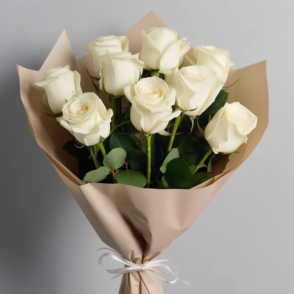 Букет 9 Белых роз Эдлесс Лав в Вешкайме