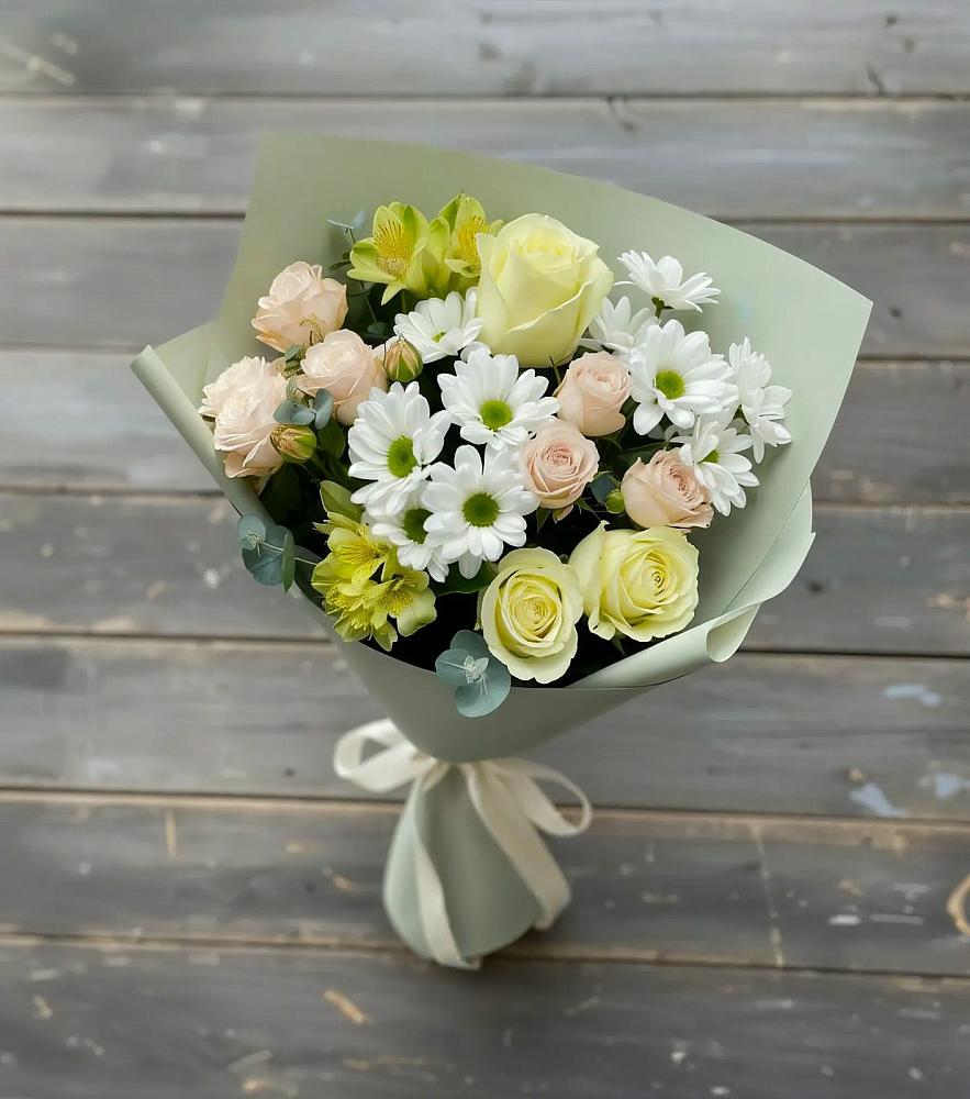 Букет цветов из: Альстромерии, Розы и Хризантемы в Вешкайме