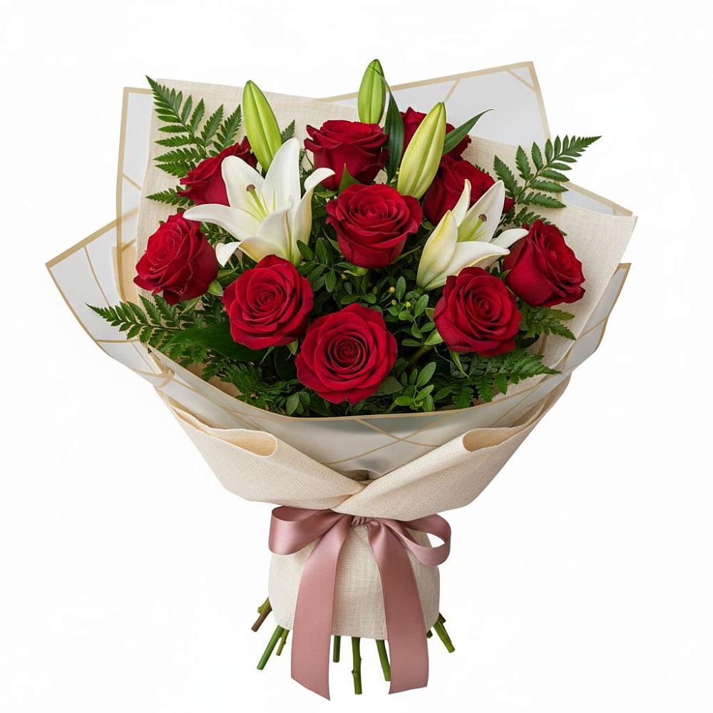 Букет цветов из: Лилии и Розы в Вешкайме