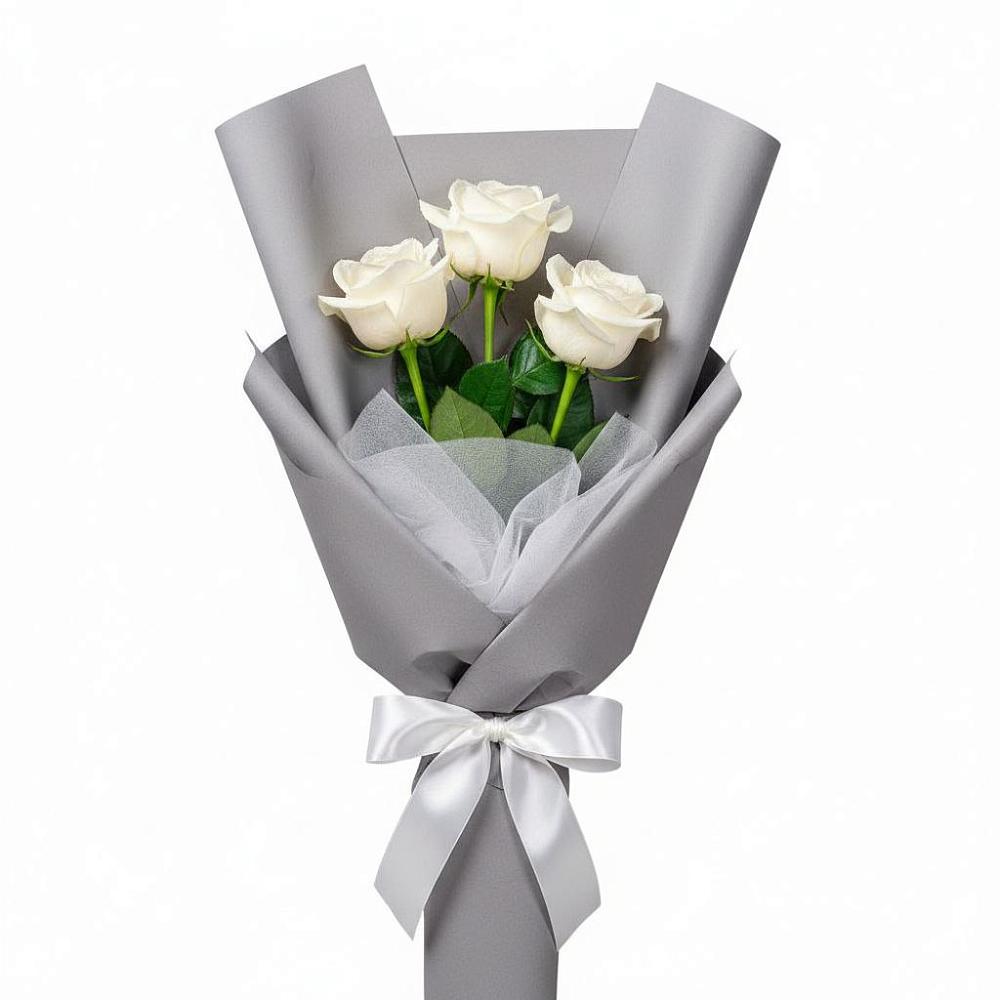 Букет 3 белые розы в Вешкайме