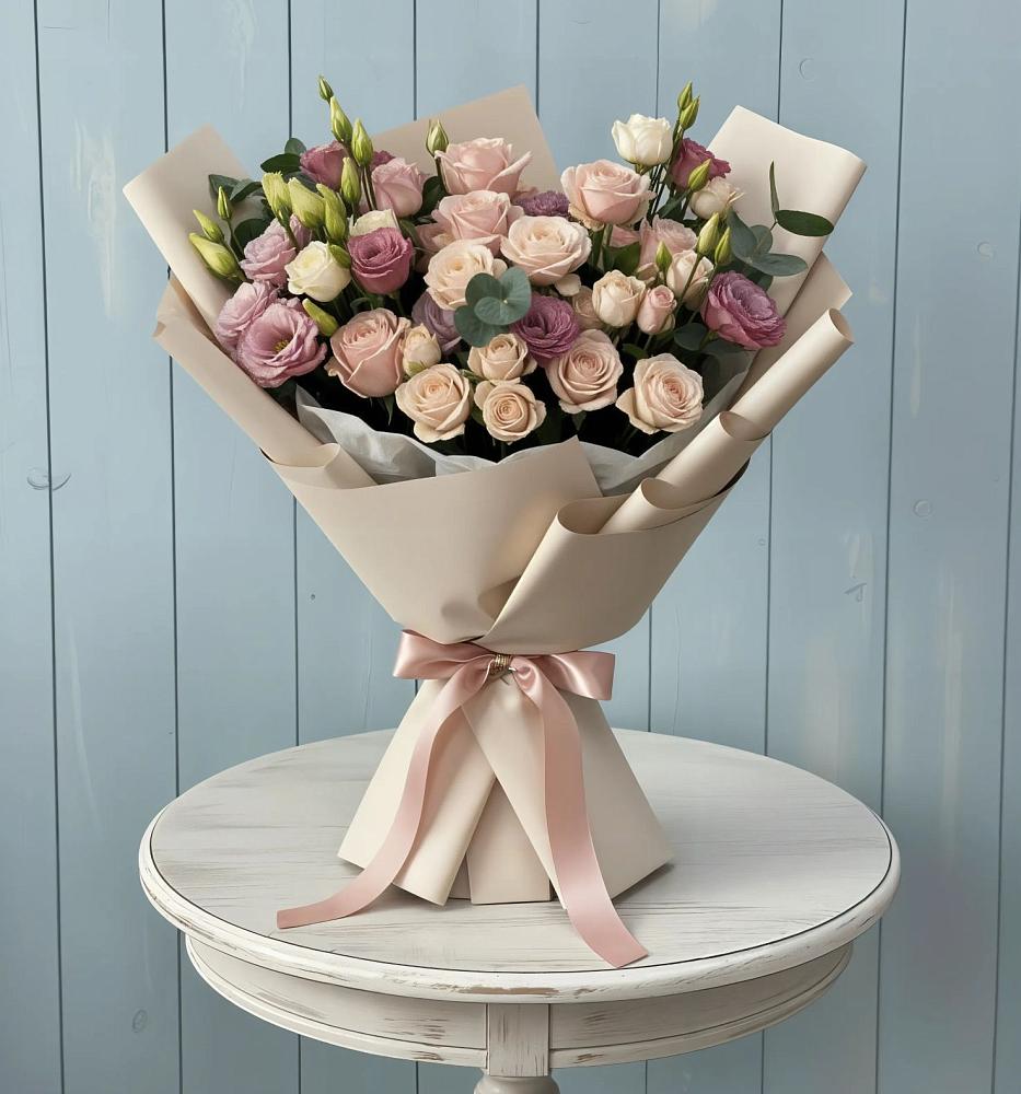 Букет цветов из: Розы и Лизиантусы в Вешкайме