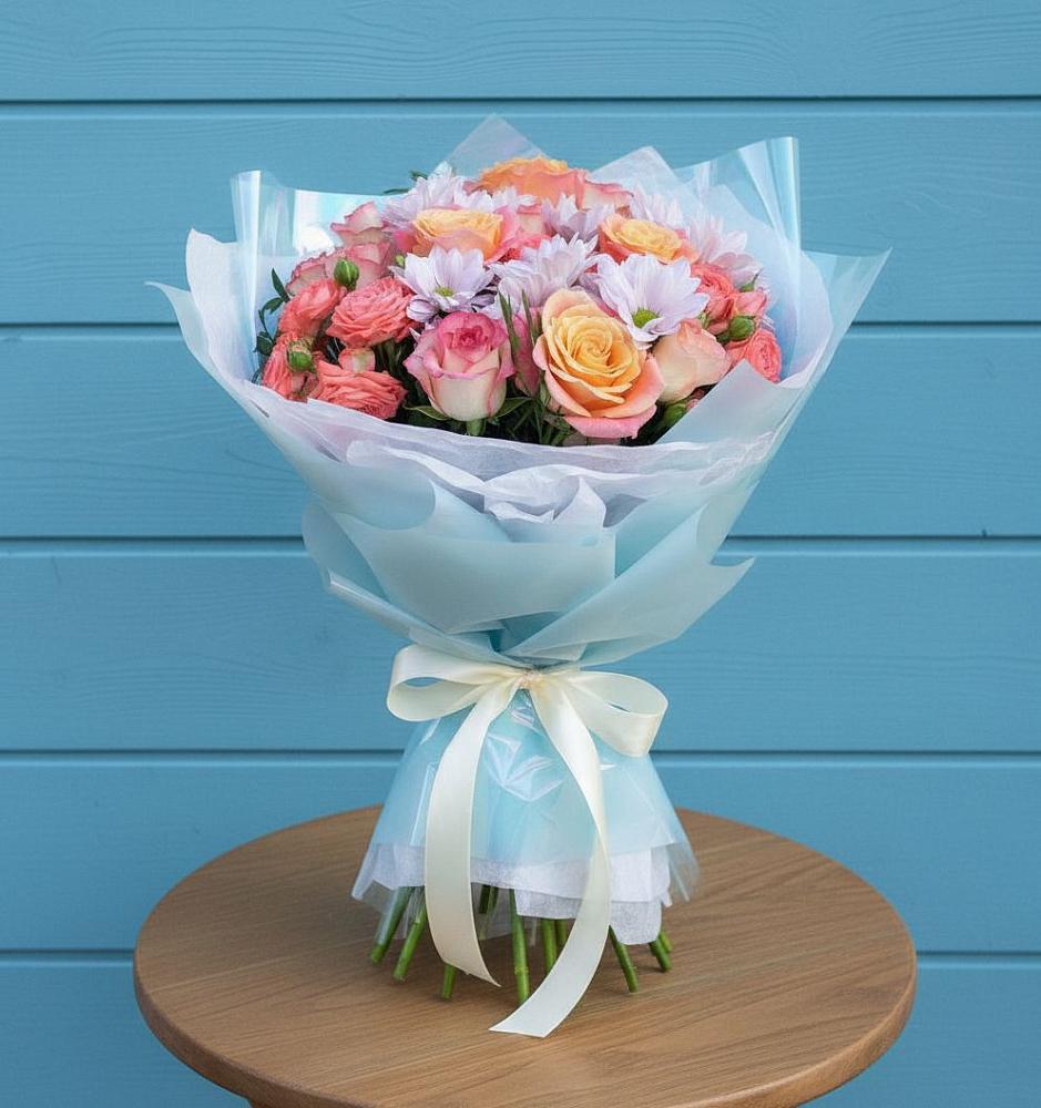 Букет цветов из: Хризантемы и Розы в Вешкайме