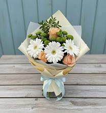 Букет цветов из:  Герберы, Розы и Хризантемы в Вешкайме